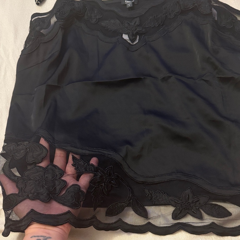 Express Black Lace Trim Tank Top XL - Picture 5 of 5